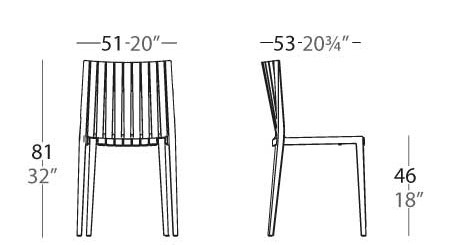 Dimensions SPRITZ Chair Vondom