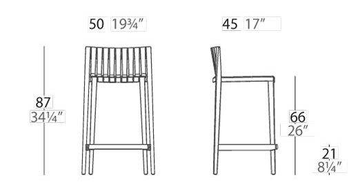 Dimensions SPRITZ Stool Bar 87 Vondom