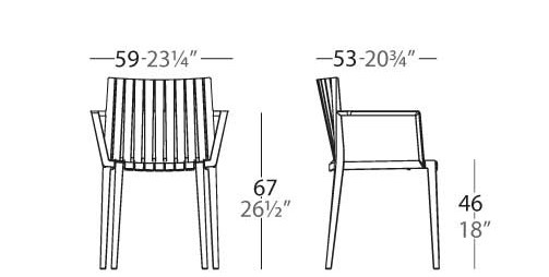 Dimensions Fauteuil SPRITZ Vondom