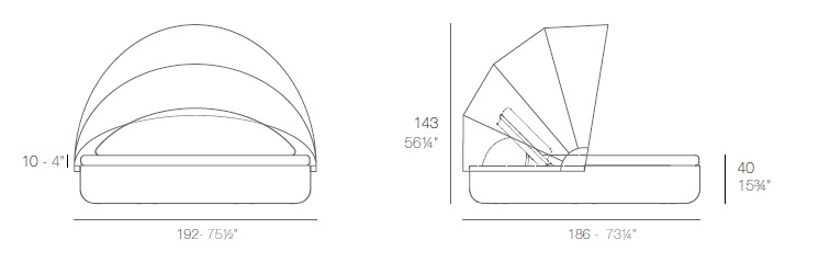 dimensions ULM daybed inclinable parasol