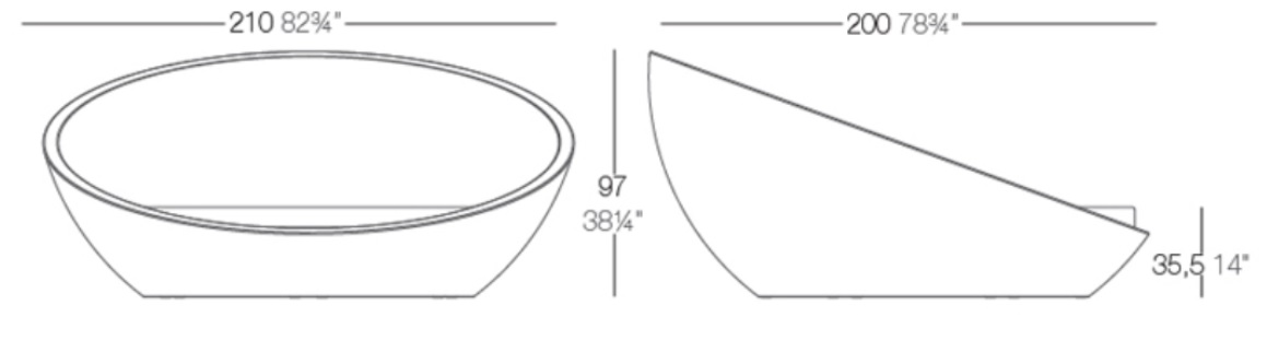 Dimensions ULM Daybed Bain de Soleil de Vondom