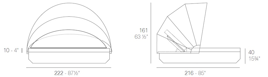 Dimensions VELA Rond inclinable Parasol Vondom