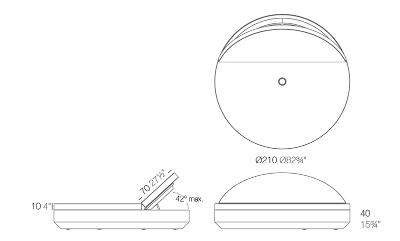 Dimensions Vela Daybed 210 inclinable Vondom