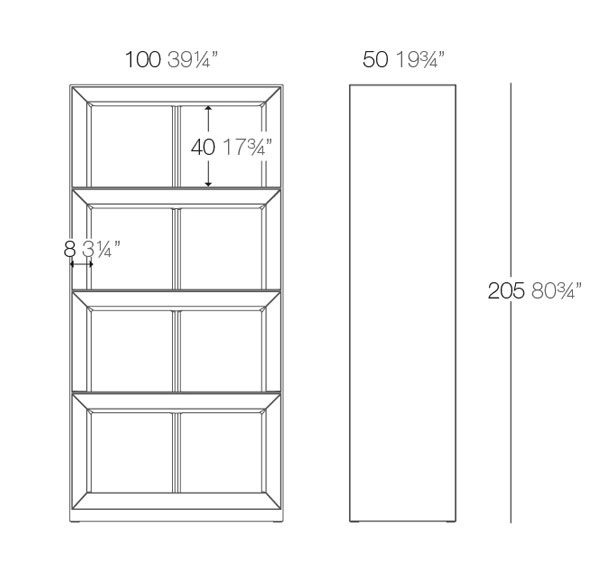 Dimensions Etagère de Bar Vela H200 Finition Mate par Vondom