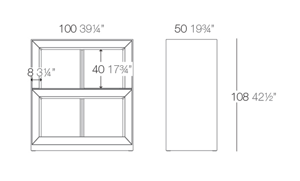 Dimensions Etagere Vela H100 Luz par Vondom