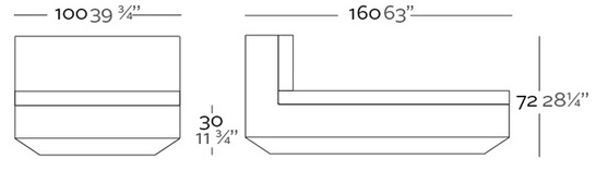 Dimensions Vela Sofa Central - Vondom