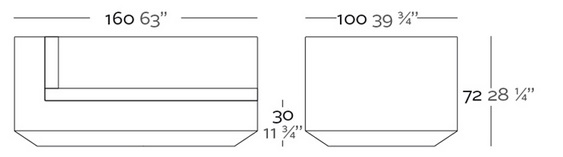 Dimensions Vela Sofa Module droit Meridienne - Vondom