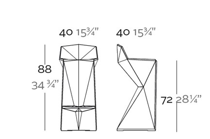 Dimensions Vertex Stool Bar Vondom