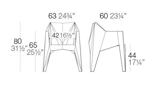 Dimensions Fauteuil Voxel par Vondom