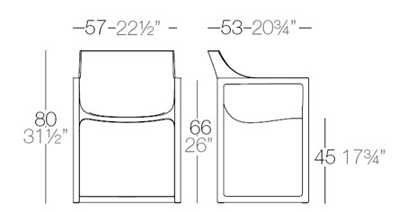 Dimensions WALL STREET Chaise Vondom