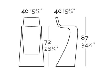 Dimensions Wing Stool Bar Vondom