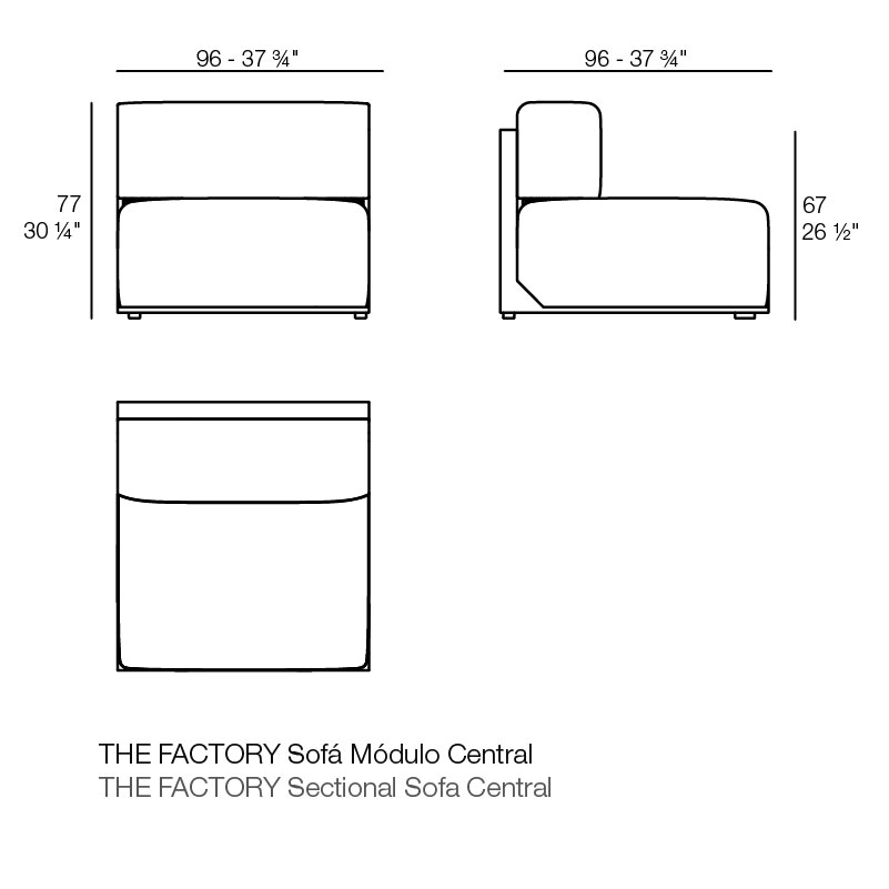 Canapé modulable section sans accoudoir