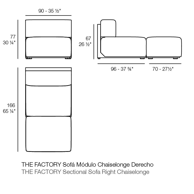 Module Chaise Longue sans Accoudoirs