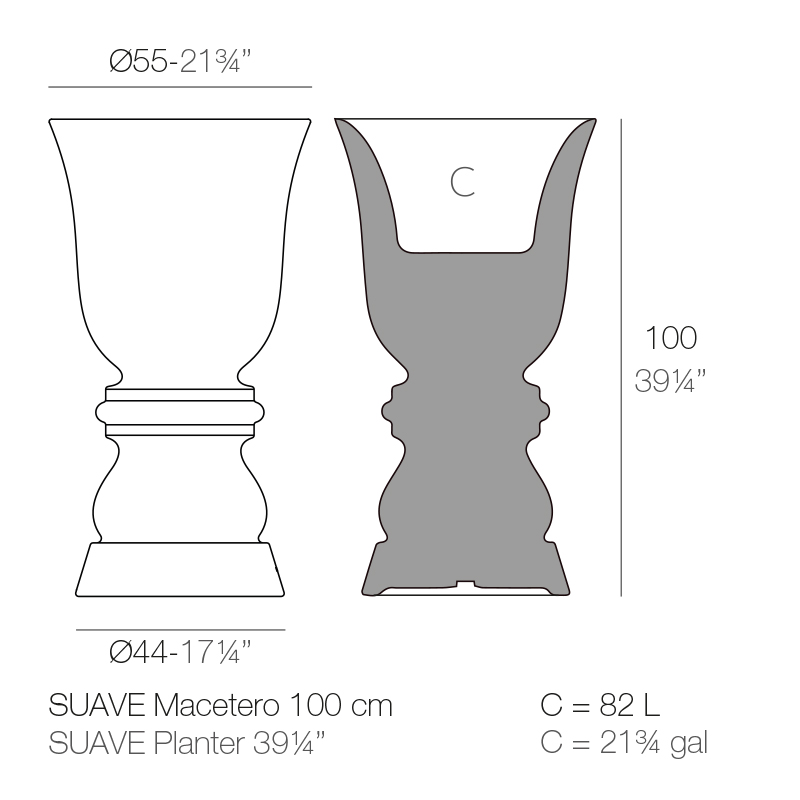 Suave planter dimension 100cm